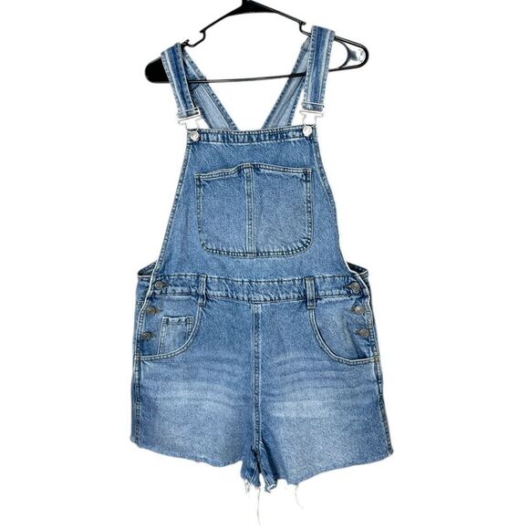 Pacsun Denim Shorts Overalls Size Large - Picture 1 of 11